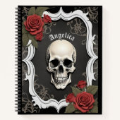 Skull with Roses and White Frame Notitieboek (Voorkant)