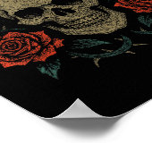 Skull With Roses Gothic Floral Dark Aesthetic Appa Poster (Hoek)