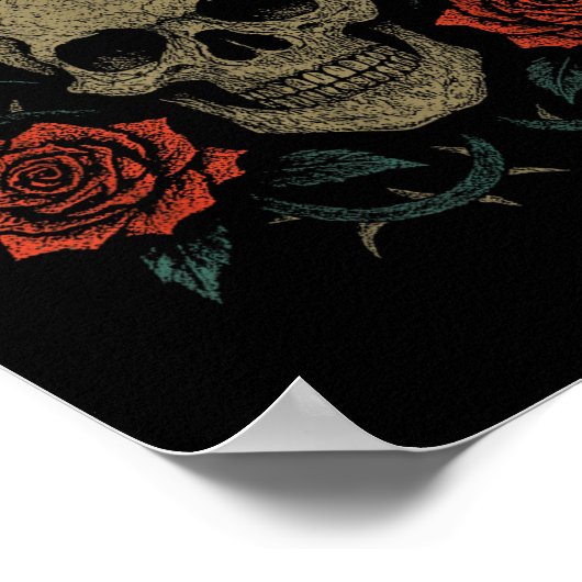 Skull With Roses Gothic Floral Dark Aesthetic Appa Poster (Hoek)