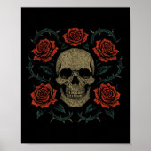 Skull With Roses Gothic Floral Dark Aesthetic Appa Poster (Voorkant)