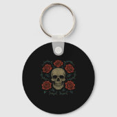 Skull With Roses Gothic Floral Dark Aesthetic Appa Sleutelhanger (Voorkant)