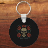Skull With Roses Gothic Floral Dark Aesthetic Appa Sleutelhanger (Voorkant)