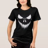 skull with sharp teeth and glaring eyes,halloween Tri-Blend shirt (Voorkant)