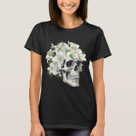 Skull with White Lilies  WOMEN'S T SHIRT