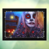 Skull Woman and Black Holly Raamsticker (Vel 3)