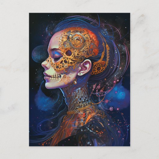  Skull Woman Surreal Art Briefkaart (Voorkant)