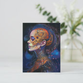  Skull Woman Surreal Art Briefkaart (Staand voorkant)