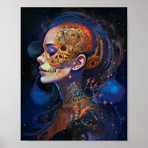  Skull Woman Surreal Art Poster