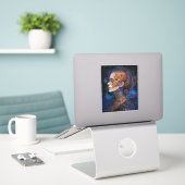  Skull Woman Surreal Art Sticker (Laptop op bureau)