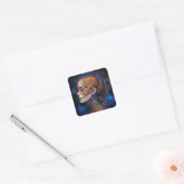 Skull Woman Surreal Art Vierkante Sticker (Envelop)