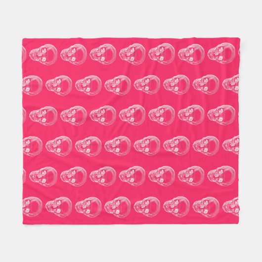 Skull Xray Pink Fleece Blanket (Voorkant (Horizontaal))