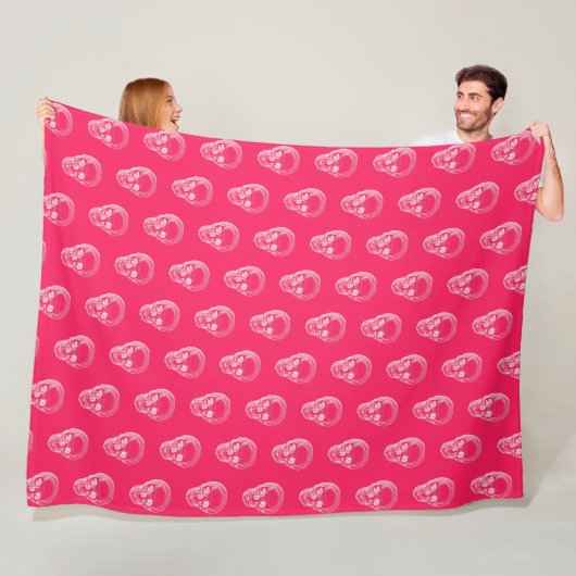 Skull Xray Pink Fleece Blanket (In situ)