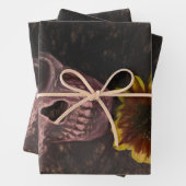 Skull Yellow Sunflower Gothic  Sepia Sketch Inpakpapier Vel (In situ)