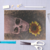 Skull Yellow Sunflower Gothic  Sepia Sketch Tissuepapier (Craft)