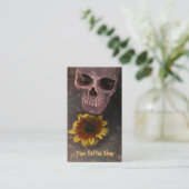 Skull Yellow Sunflower Gothic Sepia Sketch Visitekaartje (Staand voorkant)