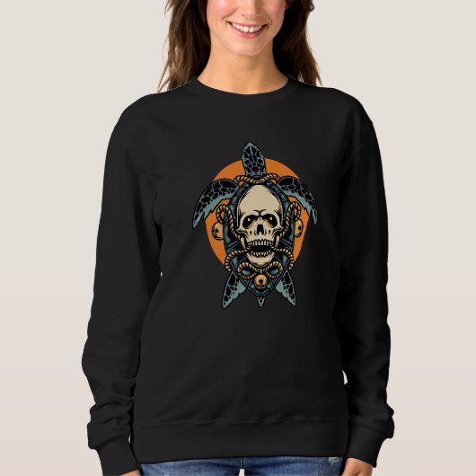 Skull Zee Turtle Ocean Beach Zee Animal Trui (Voorkant)