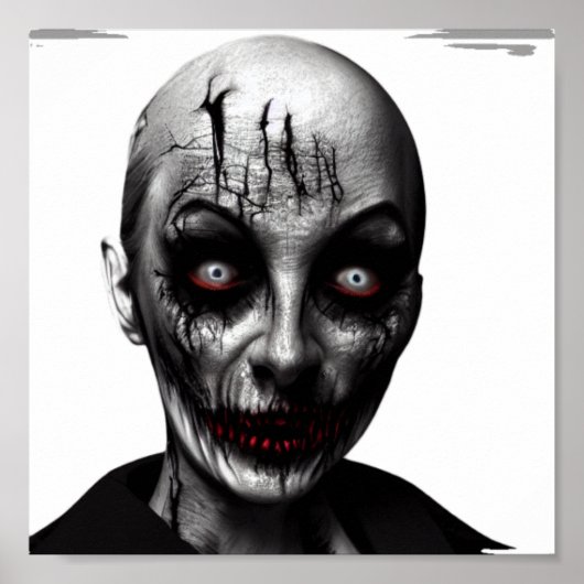 Skull Zombie Witch Spooky Eyes Woman Poster (Voorkant)