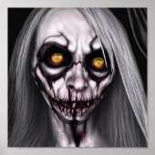 Skull Zombie Witch Spooky Eyes Woman Poster (Voorkant)
