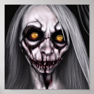 Skull Zombie Witch Spooky Eyes Woman Poster