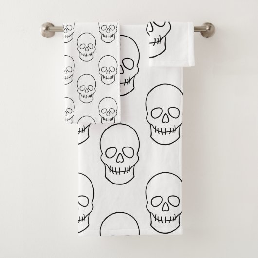 Skull - Zwart en wit Bad Handdoek (Insitu)