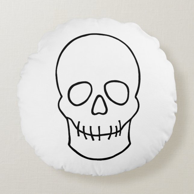 Skull - Zwart en wit Rond Kussen (Voorkant)