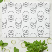 Skull - Zwart en wit Theedoek (Gevouwen)
