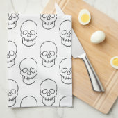 Skull - Zwart en wit Theedoek (Quarter Fold)