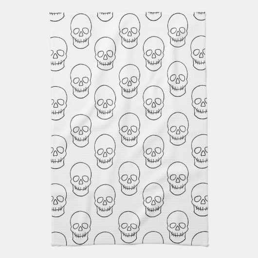 Skull - Zwart en wit Theedoek (Verticaal)