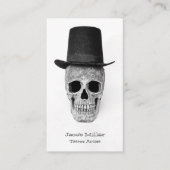 Skull Zwart Wit Gotisch  Tattoo Artiest Visitekaartje (Voorkant)