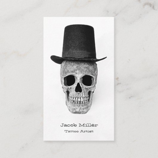 Skull Zwart Wit Gotisch  Tattoo Artiest Visitekaartje (Voorkant)