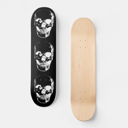 Skull - Zwart-wit Persoonlijk Skateboard (Voorkant)