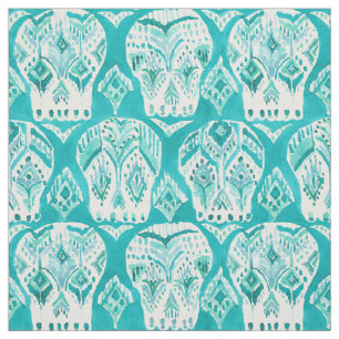 SKULLAGOG Aqua Boho Chic Ikat Skull Patroon Stof