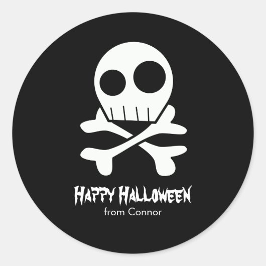 Skullen en Botten Kinder Halloween Ronde Sticker (Voorkant)