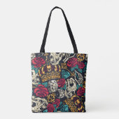 Skullen en diamanten tote bag (Achterkant)