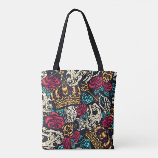 Skullen en diamanten tote bag (Achterkant)