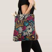 Skullen en diamanten tote bag (Dichtbij)