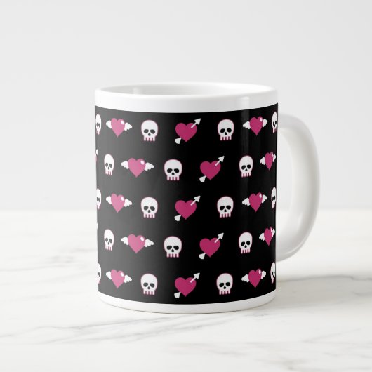 Skullen en harten grote koffiekop (Voorkant rechts)