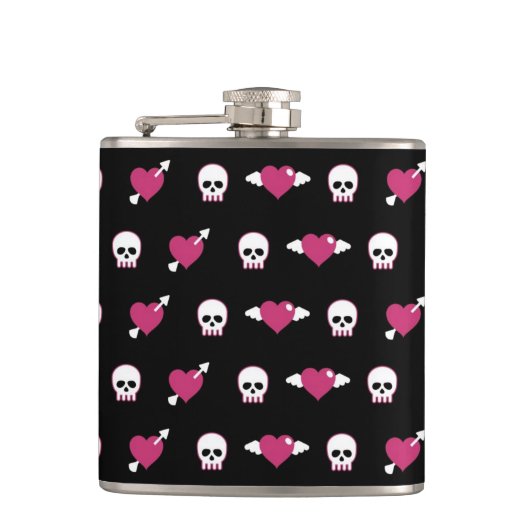 Skullen en harten heupfles (Voorkant)