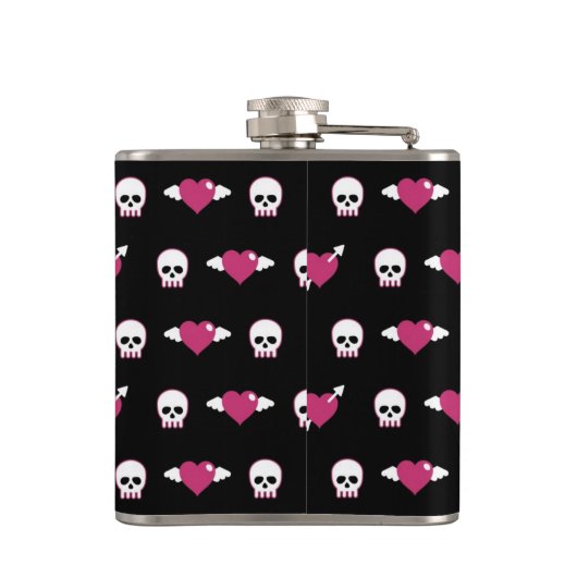 Skullen en harten heupfles (Achterkant)