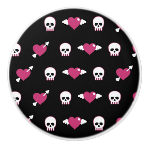 Skullen en harten keramische knop