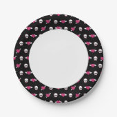 Skullen en harten papieren bordje (Voorkant)