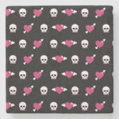 Skullen en harten stenen onderzetter (Voorkant)