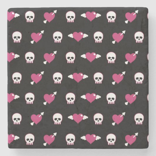 Skullen en harten stenen onderzetter (Voorkant)