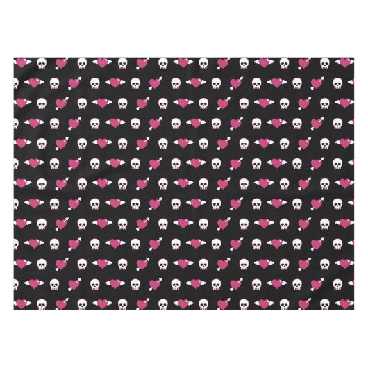 Skullen en harten tafelkleed (Voorkant (Horizontaal))