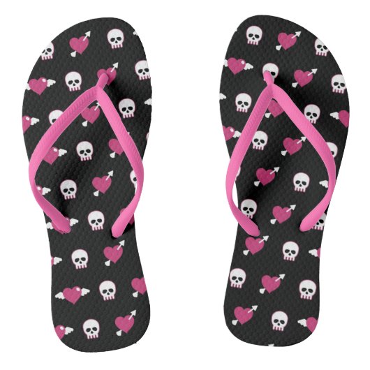 Skullen en harten teenslippers (Voetbed)