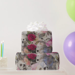 Skullen en Rozen Cadeaupapier