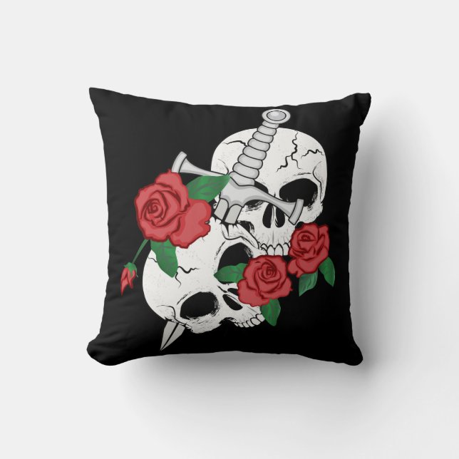 Skullen en Rozen Kussen (Voorkant)