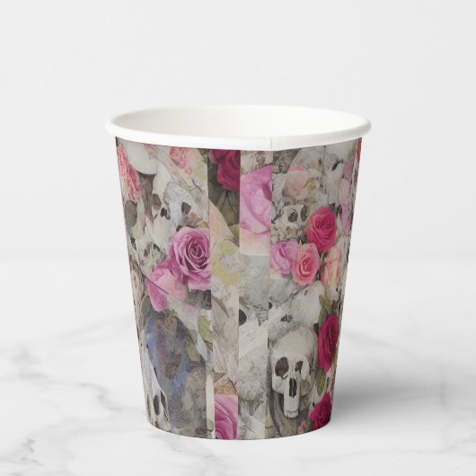 Skullen en Rozen Papieren Bekers (Rechts)
