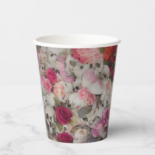 Skullen en Rozen Papieren Bekers (Voorkant)