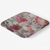 Skullen en Rozen Papieren Bordje (Gebogen)